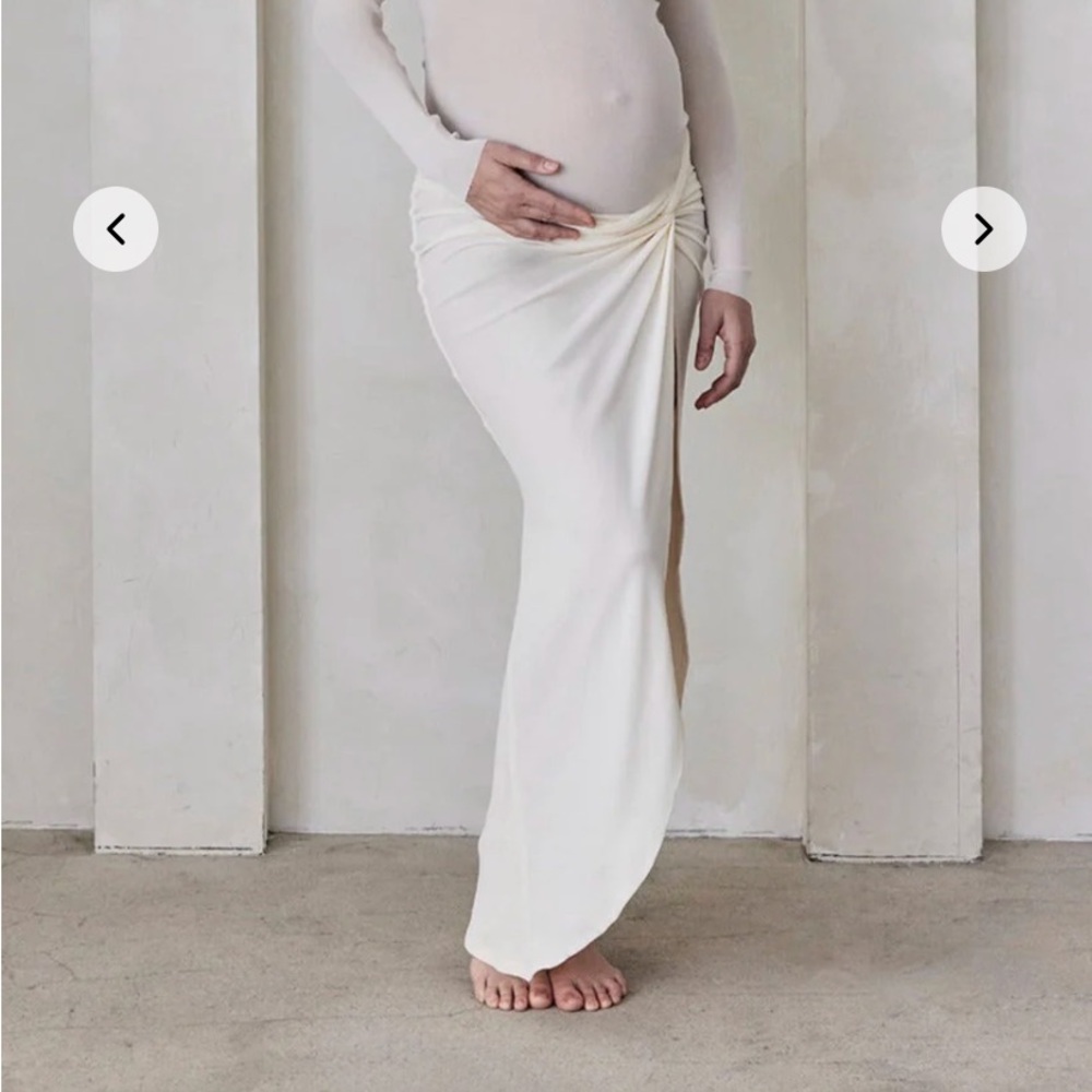 Bumpsuit Asymmetrical Cream Maternity Skirt - Elegant Draped Design